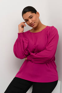 The Elsie Curve Blouse - Fuchsia Red