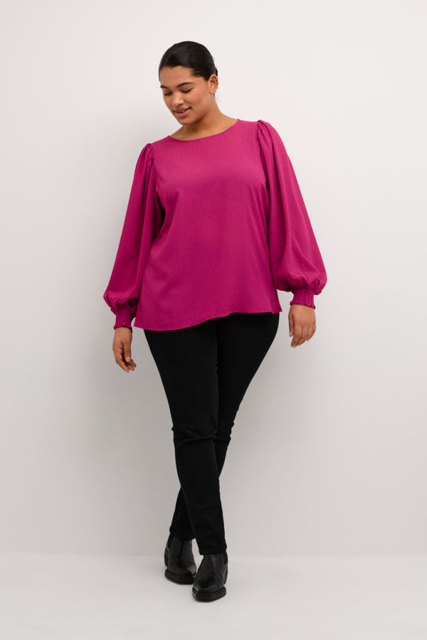 The Elsie Curve Blouse - Fuchsia Red