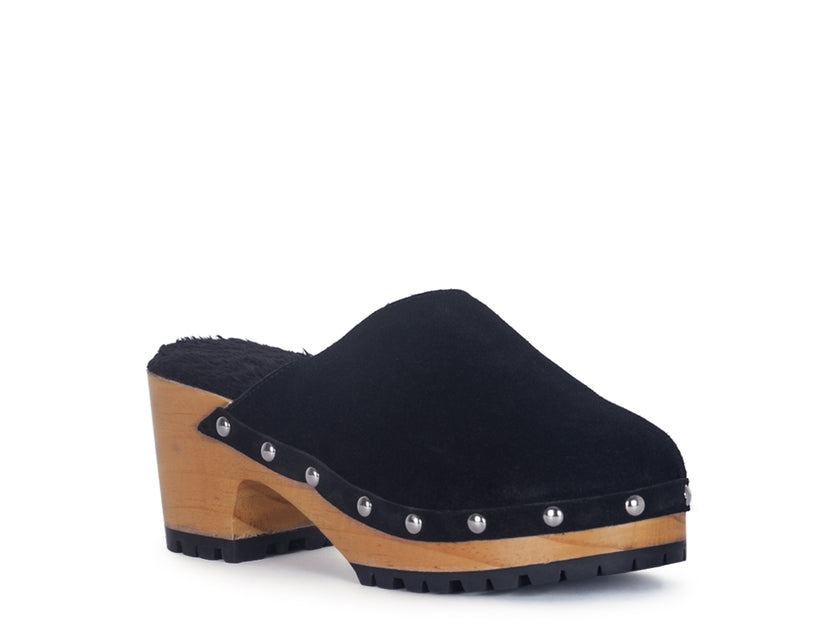 The Zola Suede Clog in Black