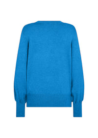 The Daphne Knit V-Neck- Bright Blue Melange