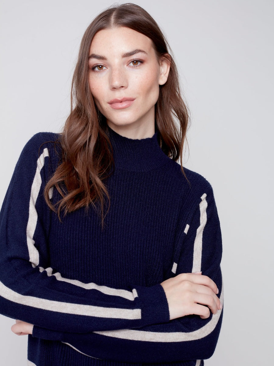 The Marina Sweater in Navy Stripe