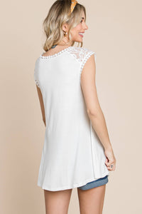 The Kori Lace Tank in Ivory