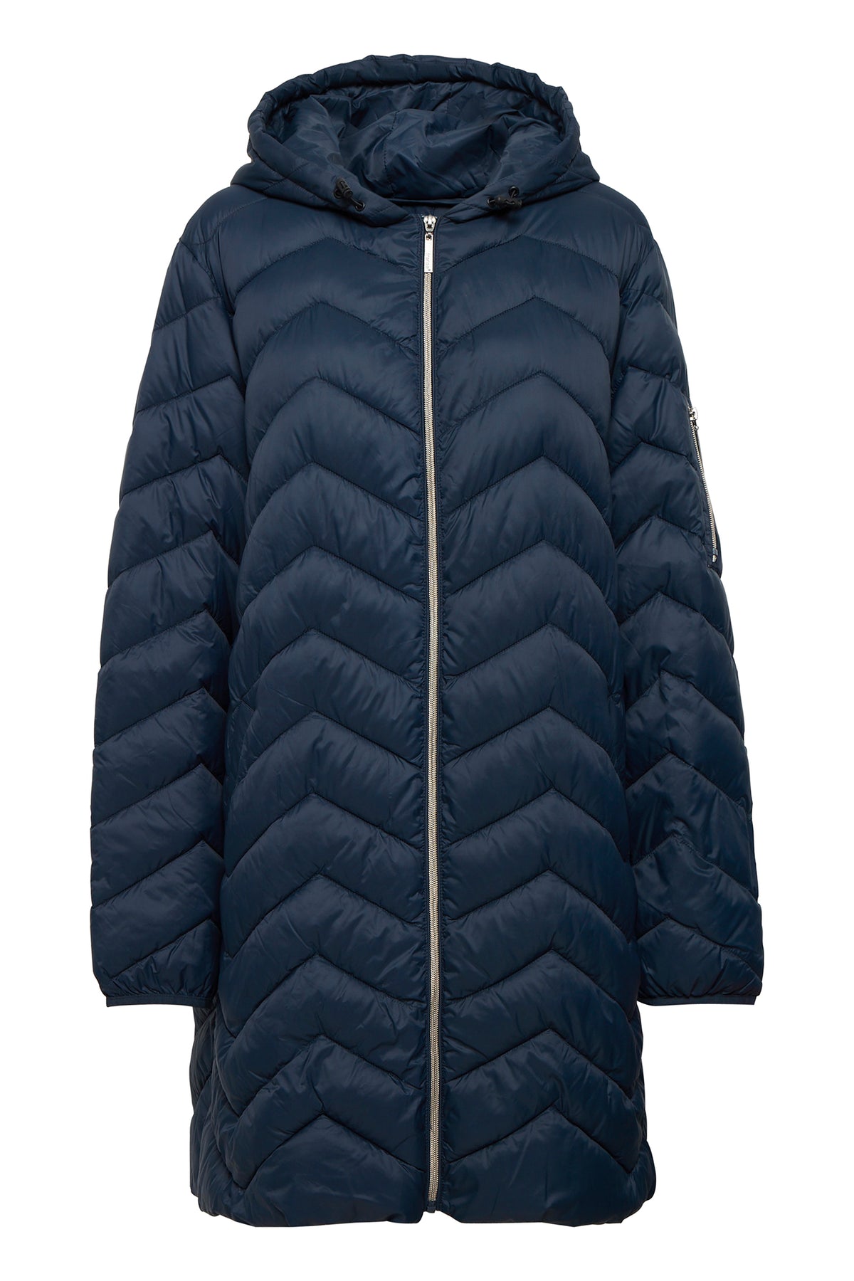 The Ines Curve Puffer Jacket in Navy