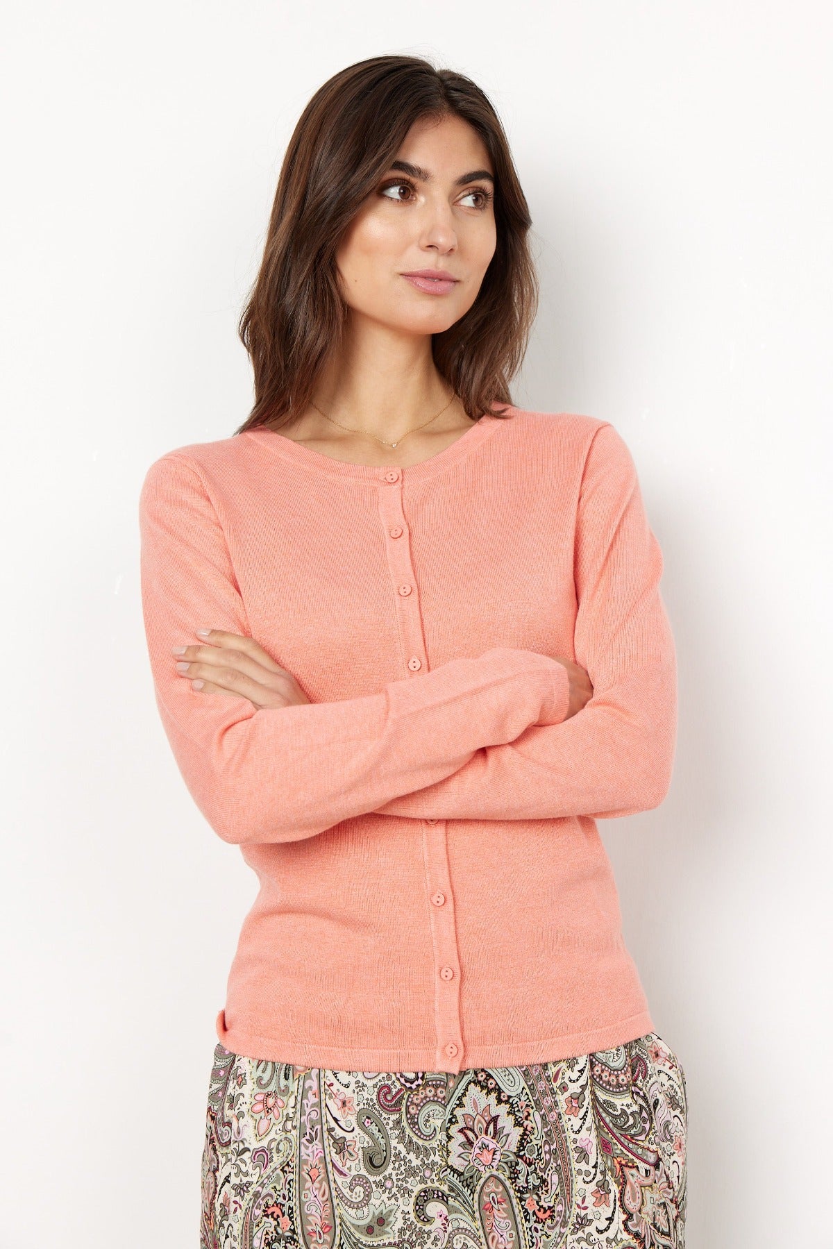 The Dolora Cardigan in Coral