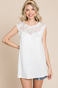 The Kori Lace Tank in Ivory