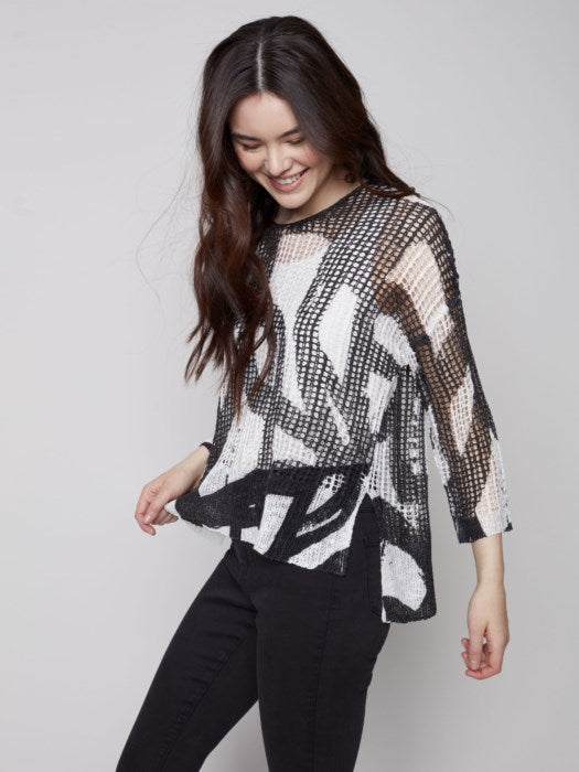 The Harlow Knit Top in Abstract Print