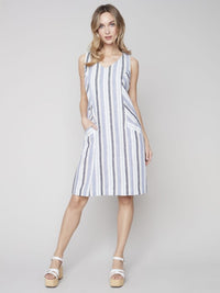 The Brielle Dress in Blue Stripe